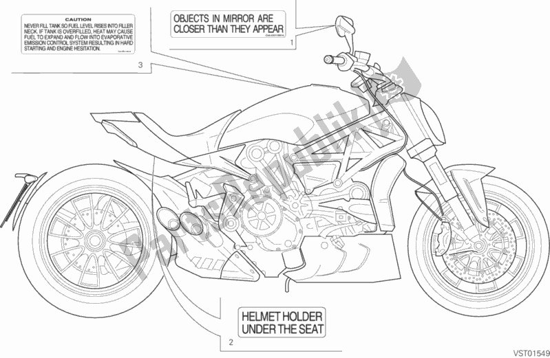 All parts for the Warning Labels of the Ducati Diavel Xdiavel S USA 1260 2018